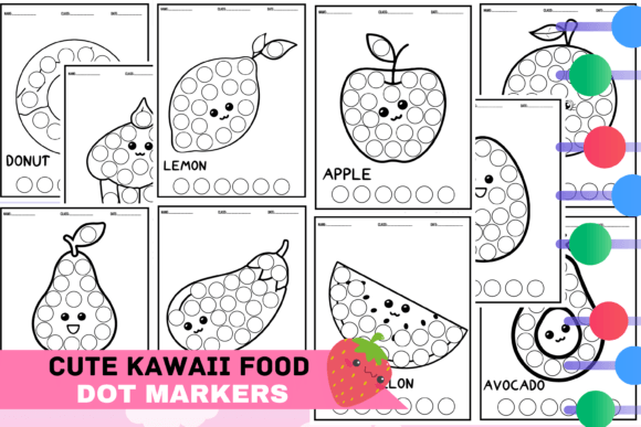 Cute Kawaii Food Dot Markers