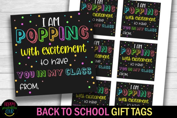 I Am Popping with Excitement School Tags