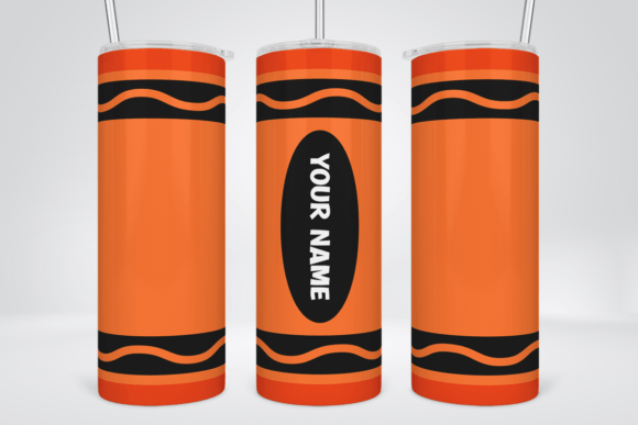 Orange Crayon Tumbler Sublimation Design