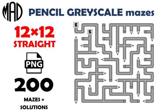 Pencil Mazes Greyscale 12×12 PNG: A Unique Resource for Creative Projects