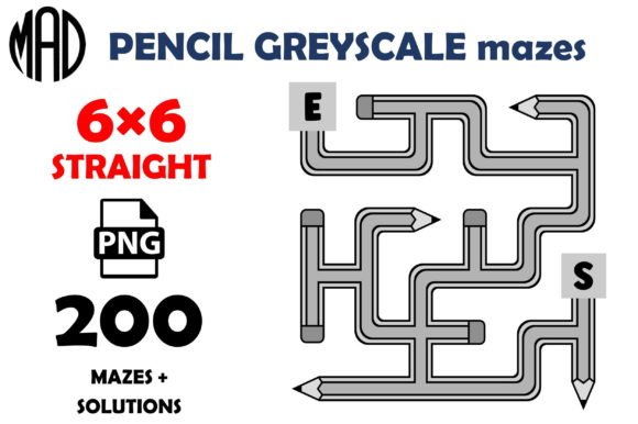Pencil Mazes Greyscale 6×6 PNG: A Unique Addition to Your Creative Toolkit